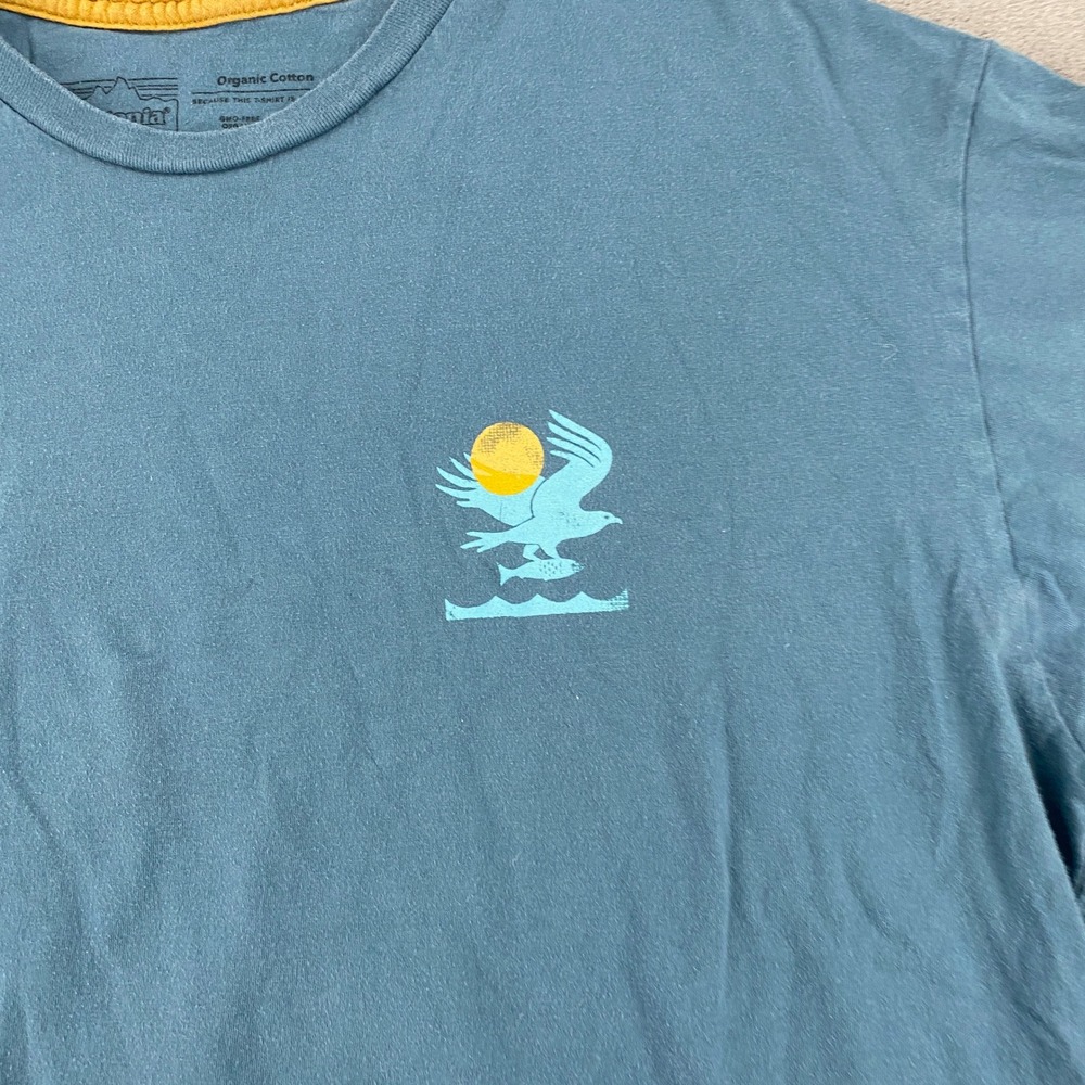 Patagonia Mens Wild Fish Wild Waters Organic Cotton Graphic T-Shirt Blue Medium - Picture 6 of 8